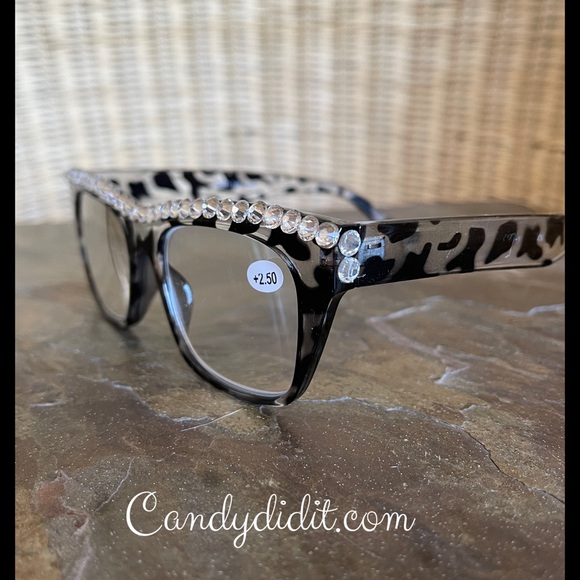NWT Candy Did It! Black & Clear Tortoise Bling Readers Strength 2.50 With Case - Picture 8 of 10